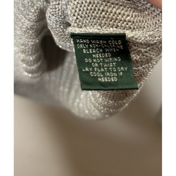 Ralph Lauren LRL Long Sleeve V Neck Knit Silk Sweater Metallic Silver Size XL - Picture 4 of 9